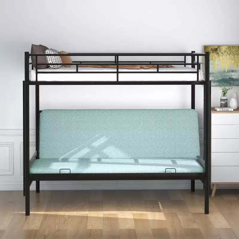Bellemave Twin over Full Metal Bunk Bed, Multi-Function,Black