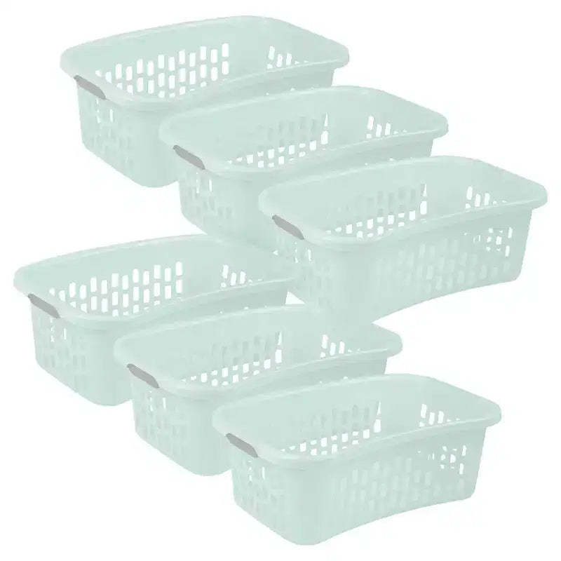 Sterilite HipHold Laundry Basket, 1.5 Bushel Plastic Clothes Hamper, Mint, 6 Pk