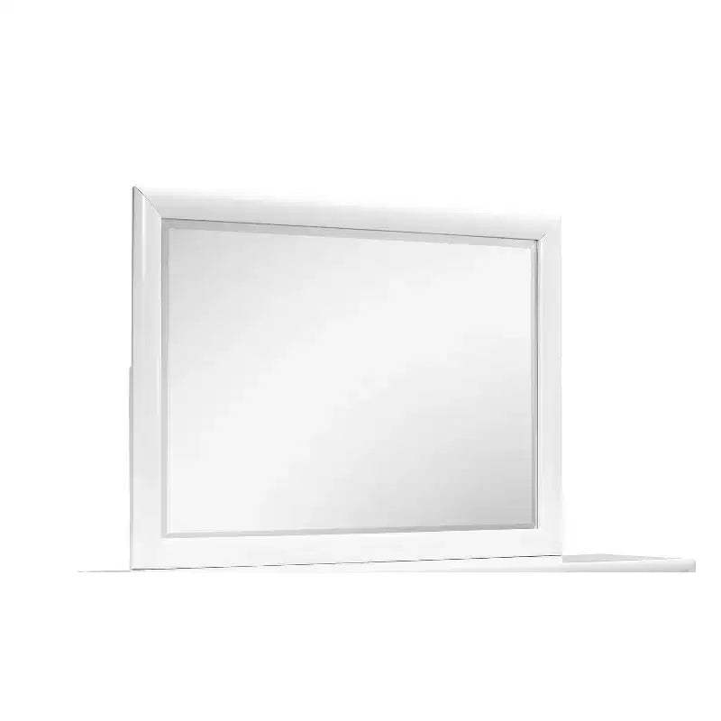 HomeStock White Framed Mirror with Simple Contemporary Design  Elegant Bedroom Accent for Dressers