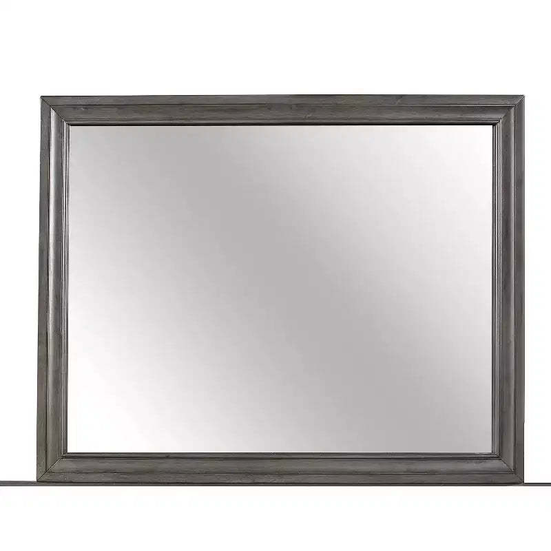 HomeStock Modern Seville Mirror in Grey Finish  Sleek Wooden Trim Mirror for Bedroom or Dressing Space