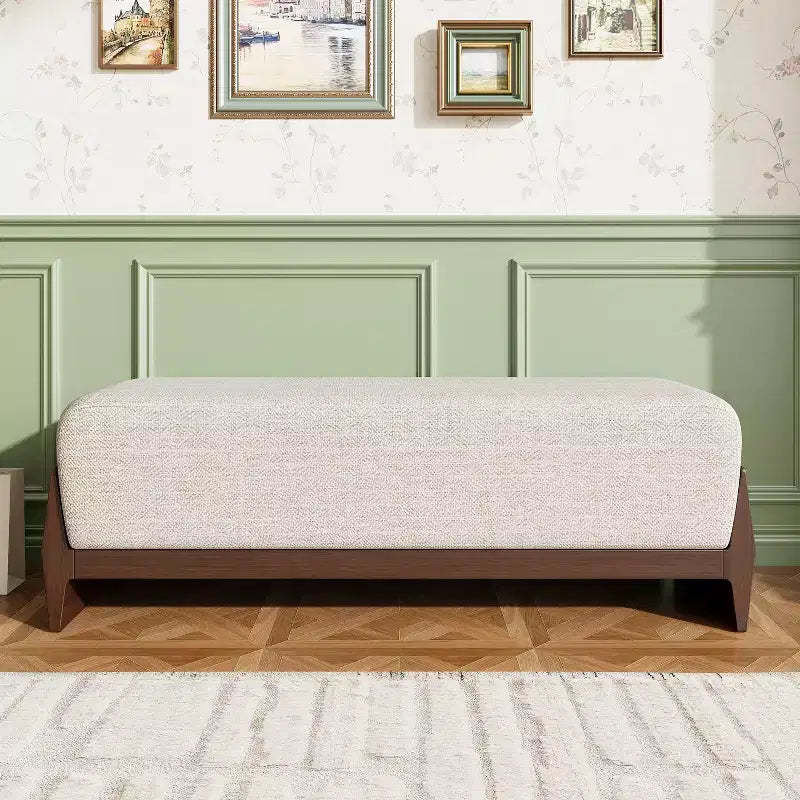 Christopher Knight Home Vivien Mid-Century Modern Wood Upholstered Bench with Thick Soft Cushions