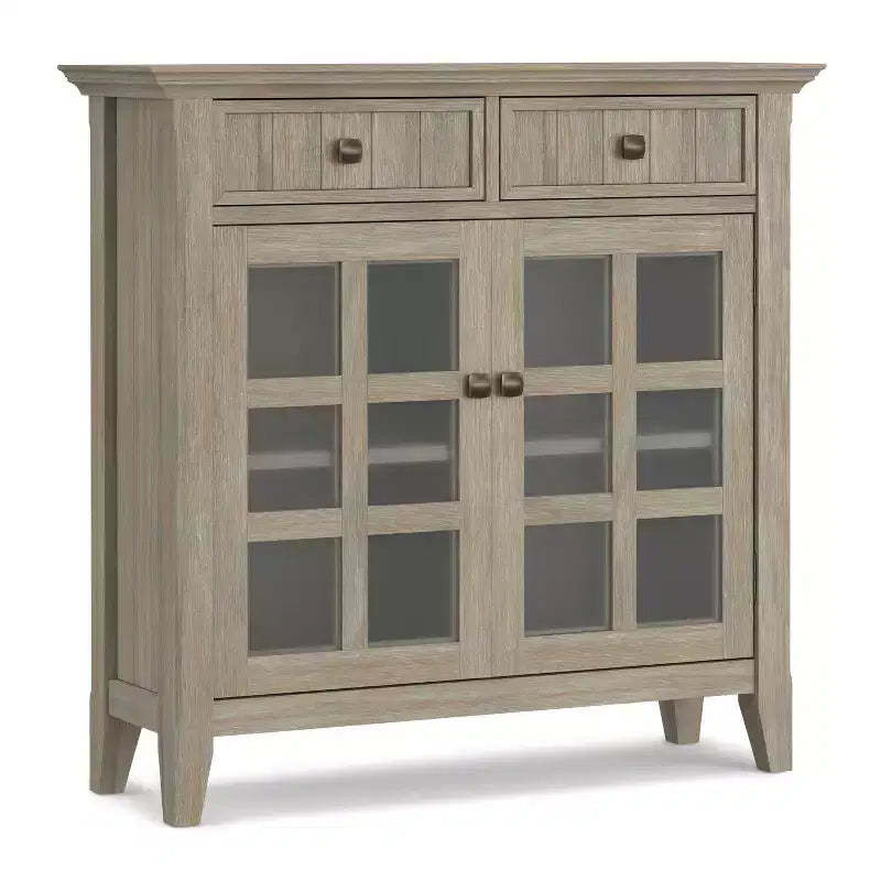 HomeStockAcadian Solid Wood 36 inch Wide Transitional Entryway Hallway Storage Cabinet