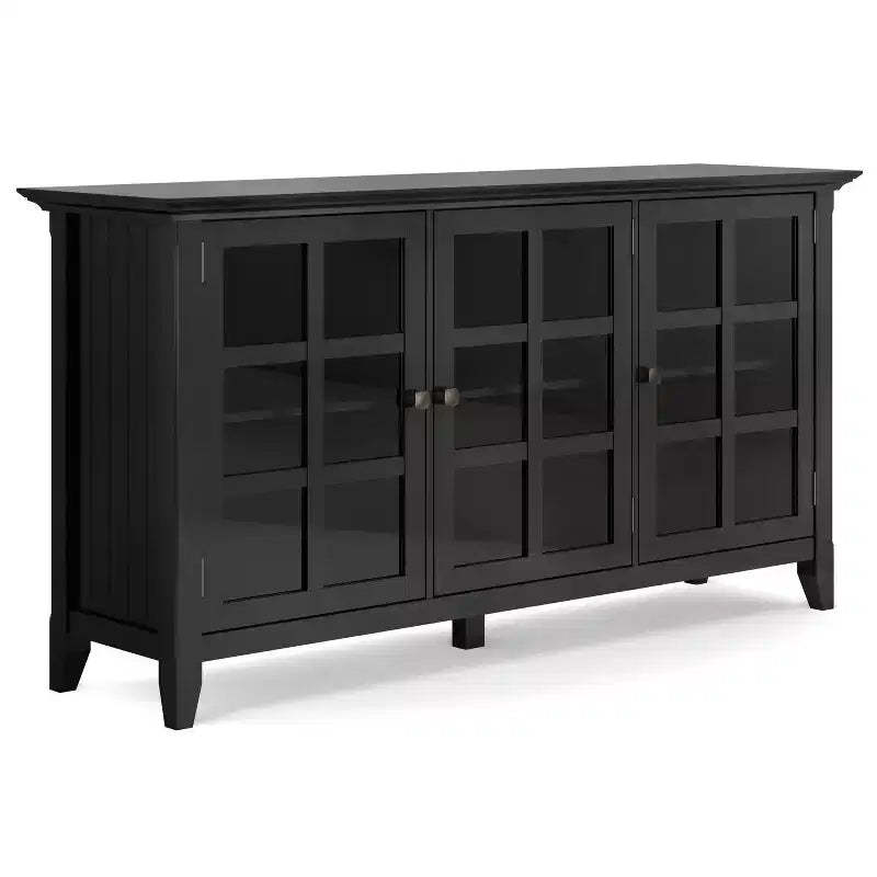 HomeStock 34 in H and 62 in.W Wood Utility Storage Cabinets with 3 -Doors and 3 Shelves