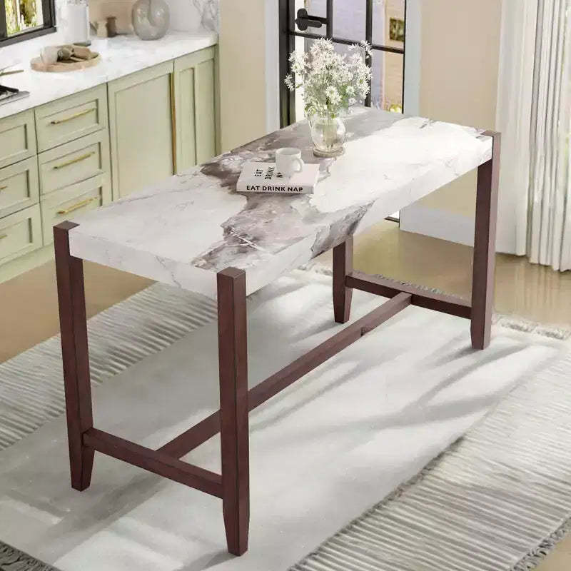 Okak 47.5IN Modern Faux Marble Finish Dining Table, Kitchen Table with Reinforced Table Legs, Dinner Table for Kitchen, Living Room