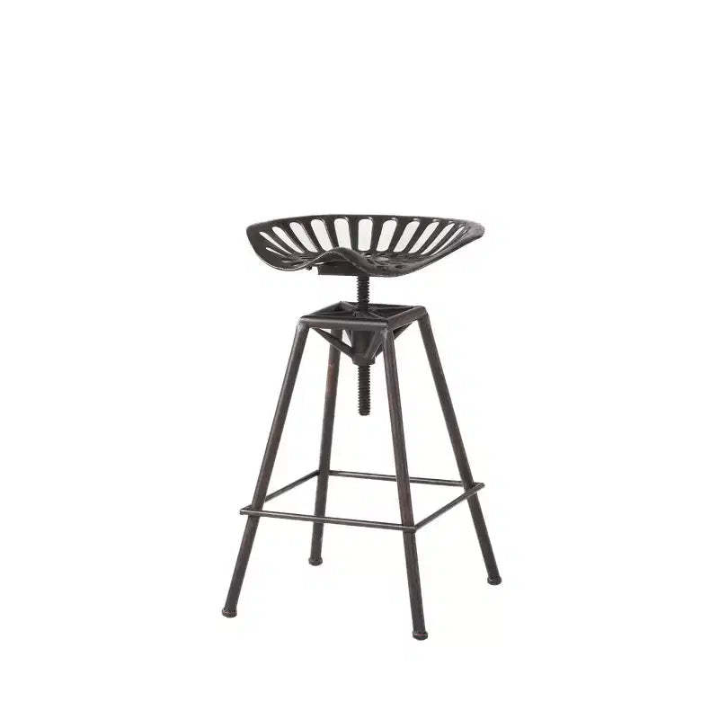 HomeRoots Bronze Iron Backless Adjustable Height Swivel Bar Chair