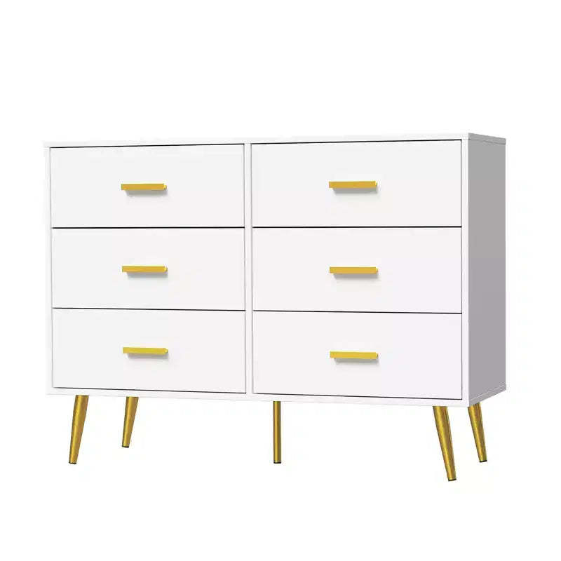 6-Drawer Dresser, Modern Wooden Bedroom Chest of Drawers With Storage Drawers, Farmhouse Style TV Stand for Living Room, Bedroom, Hallway, White