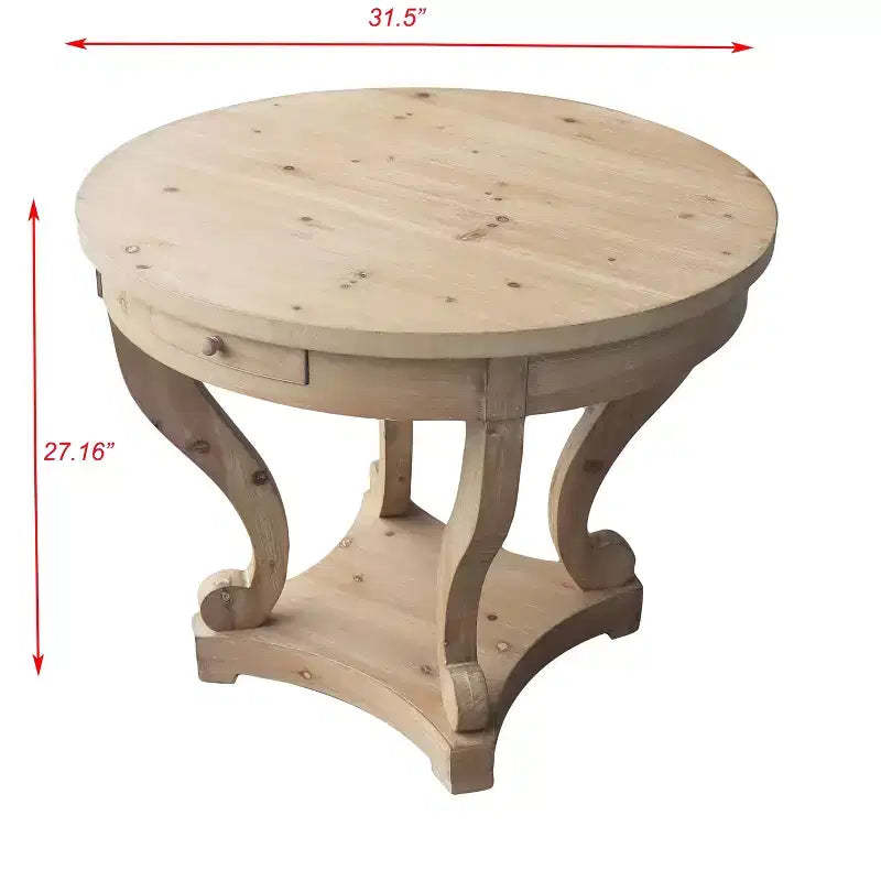 Okak Round Dining Table with Curved Legs Kitchen Table Farmhouse Style Small Coffee Table for Dining Room