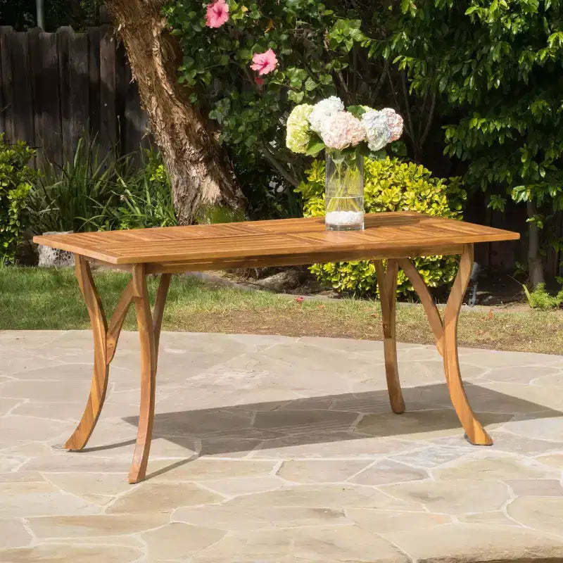 Okak 59IN Modern Rectangular Wooden Kitchen Table, Dining Table with Stable Legs, Dining Room Table for Living Room, Kitchen, Patio, Teak