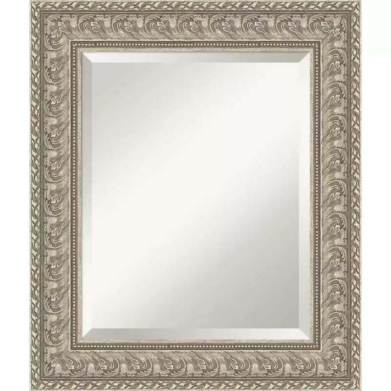 Amanti Art Sydney Silver Beveled Framed Bathroom Vanity Wall Mirror