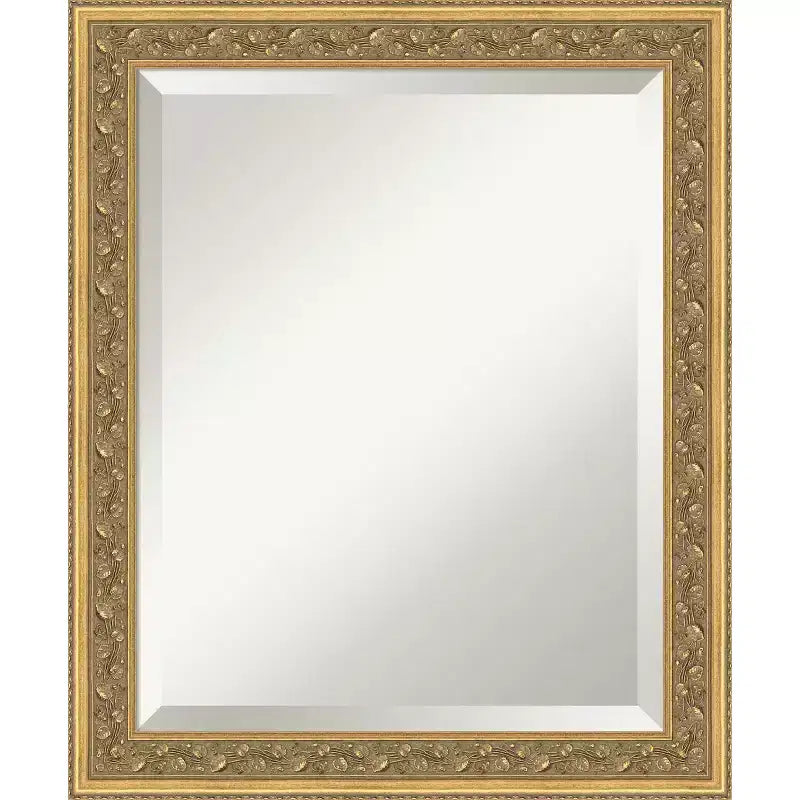 Amanti Art Carter Dark Gold Beveled Wood Framed Bathroom Vanity Wall Mirror