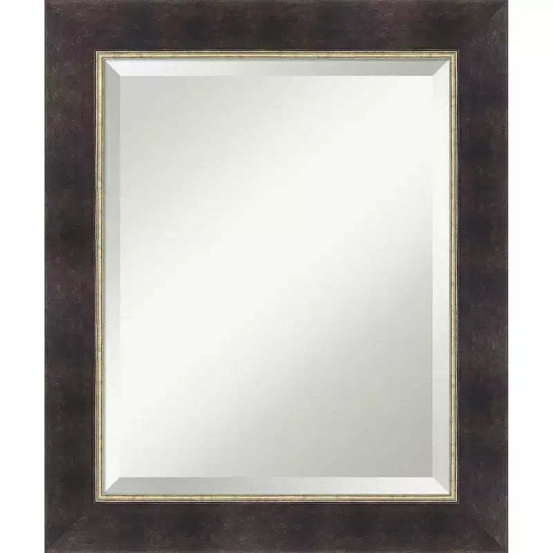 Amanti Art Odin Antique Bronze Beveled Wood Framed Bathroom Vanity Wall Mirror