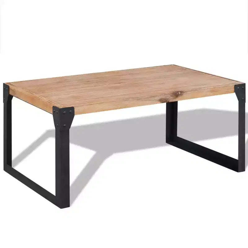 vidaXL Solid Acacia Wood Coffee Table with Steel Legs - Stylish Industrial, Durable Furniture, Brown and Black