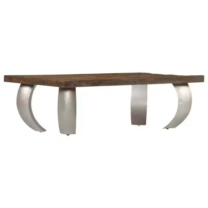 vidaXL Coffee Table Brown and Silver Solid Reclaimed Wood and Steel Medium