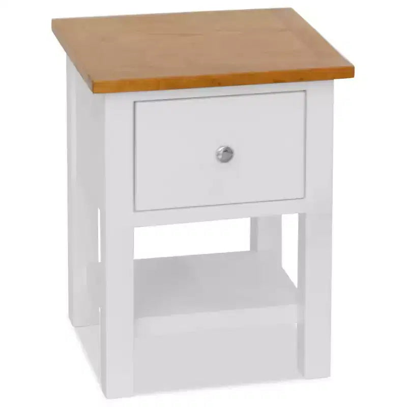 vidaXL 2-Piece Nightstands, 14.2x11.8x18.5, Solid Oak Wood Top and Pinewood Frame, Dark Wood and White, Space-Saving Design, Fully Assembled