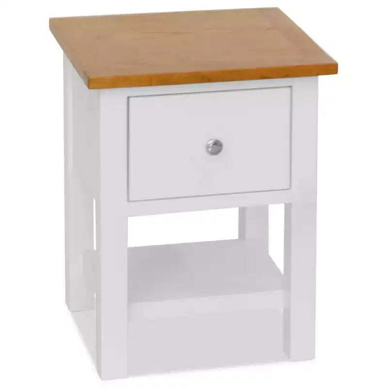 vidaXL 2-Piece Nightstands, 14.2x11.8x18.5, Solid Oak Wood Top and Pinewood Frame, Dark Wood and White, Space-Saving Design, Fully Assembled