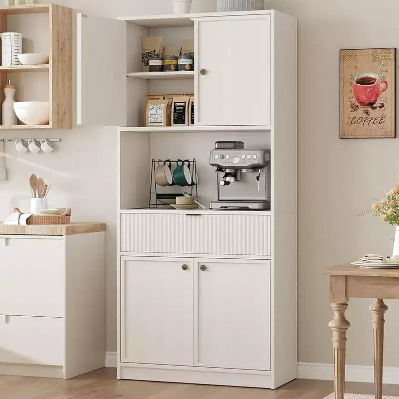 Kitchen Pantry Cabinet, 70 in Tall Pantry Storage Cabinet with Countertop, Doors and Drawer, Freestanding Cupboard for Dining Room, Living Room