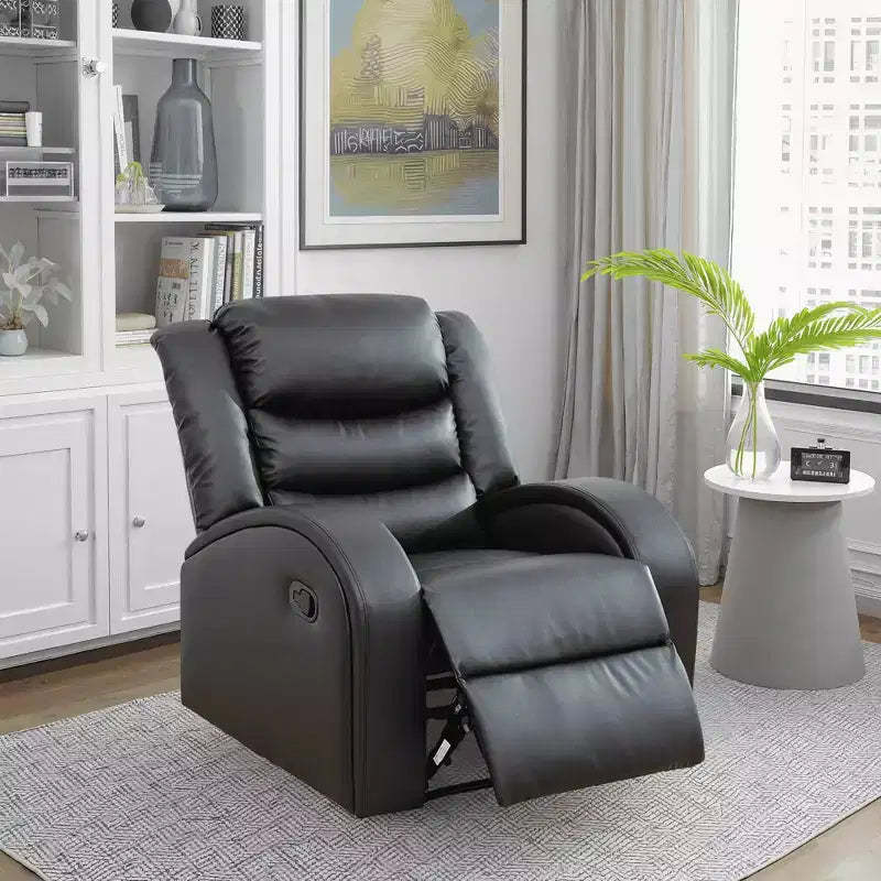 MAYEERTY Power Recliner Chair, Electric Faux Leather Reclining Chair with Adjustable Backrest for Living Room, Black