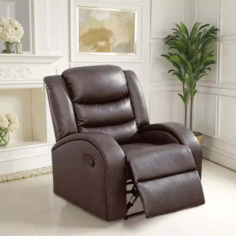MAYEERTY Faux Leather Recliner Chair, Adjustable Backrest Reclining Chair for Living Room, Brown