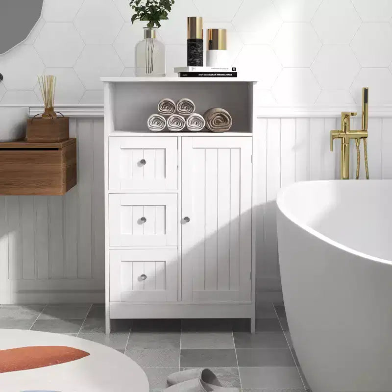 GDFStudio Elysse Modern Bathroom Storage Cabinet with 3 Drawers and Door
