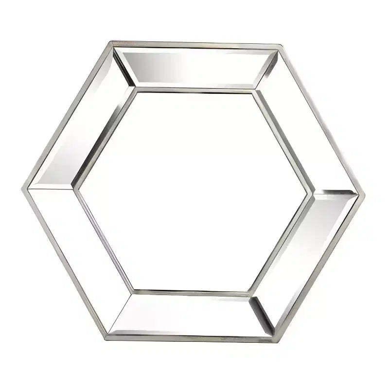 HomeRoots 18 Silver Hexagon Glass Framed Accent Mirror