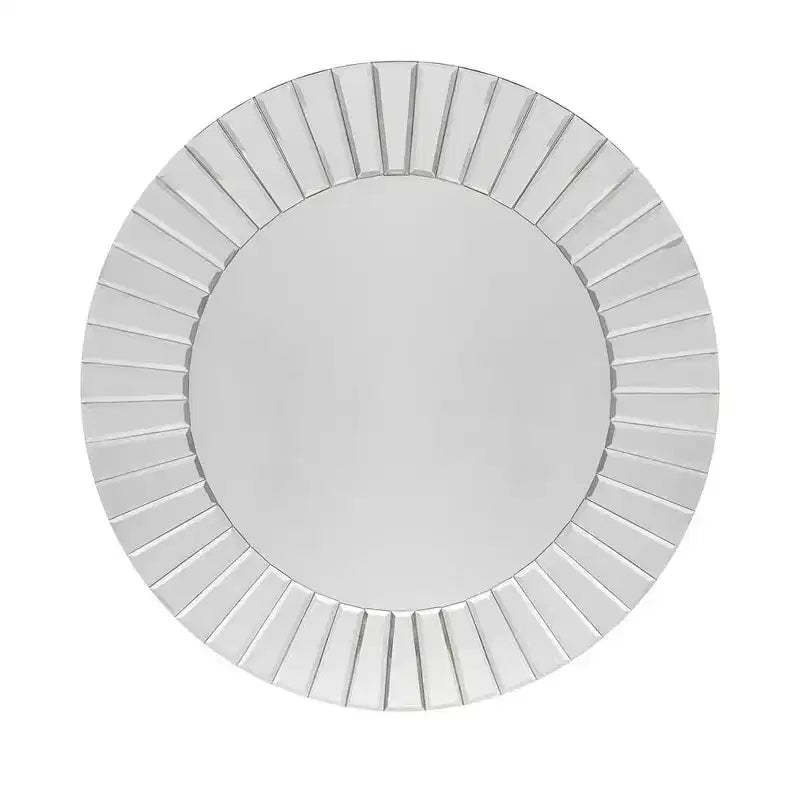 HomeRoots 24 Clear Round Beveled Glass Framed Accent Mirror