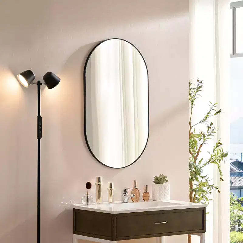 Okak 40/36IN Modern Oval Bathroom Mirror, Oval Mirror with Aluminum Frame, Wall Mirror for Bathroom, Living Room, Bedroom
