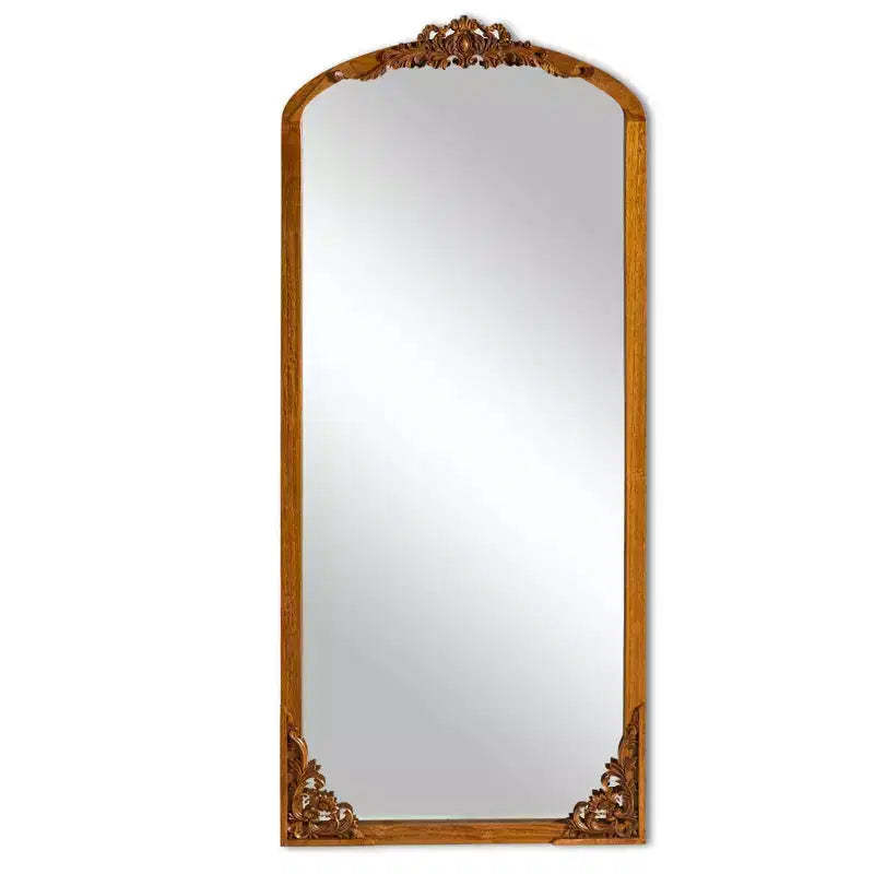 HomeRoots 69 Brown Solid Wood Framed Full Length Mirror