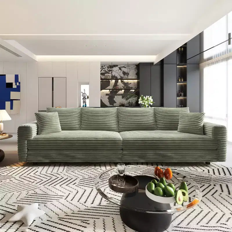 MAYEERTY Modern 4 Seat Confy Upholstered Sofa with Soft Pillows Convertible Deep Seat Sofa for Living Room Bedroom Green