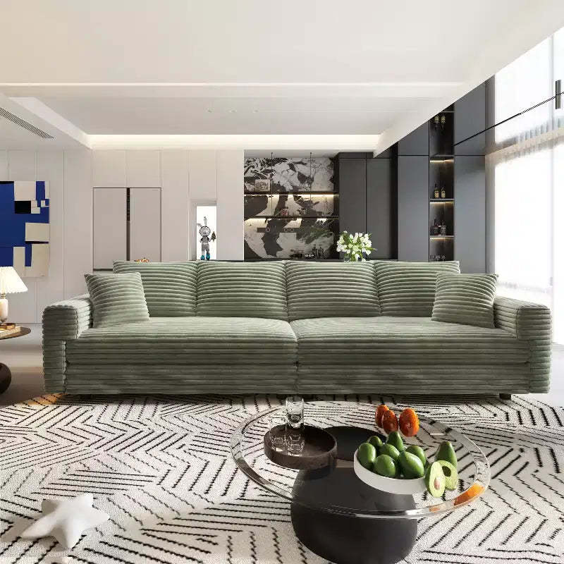 MAYEERTY Modern 4 Seat Confy Upholstered Sofa with Soft Pillows Convertible Deep Seat Sofa for Living Room Bedroom Green