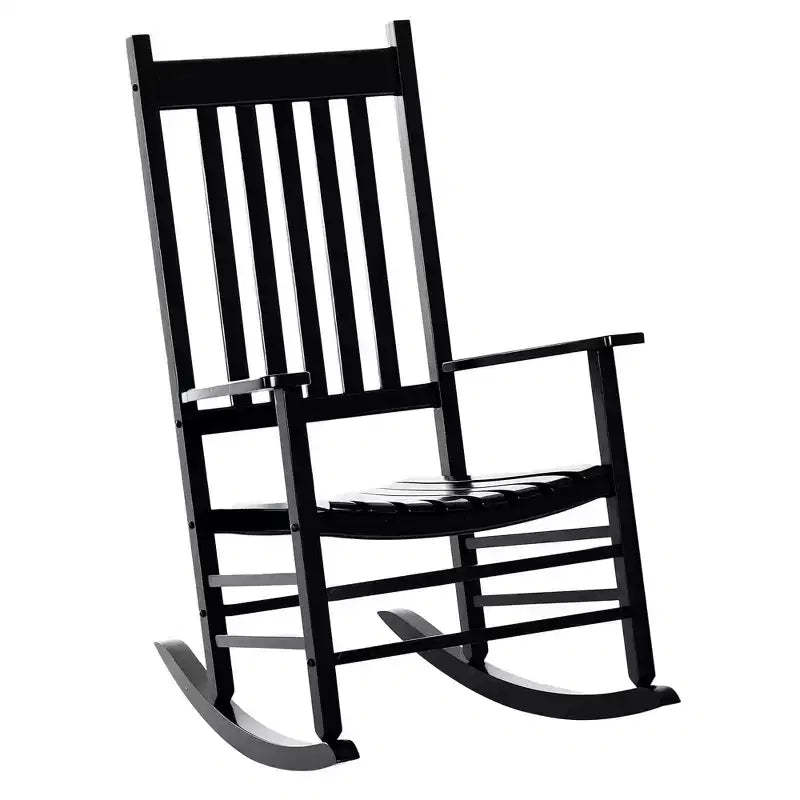 Outdoor Rocking Chair, Patio Rocking Chair with Smooth Curves, High Density Wooden Rockers for Lawn Garden Porch, Supports Up to 350lbs