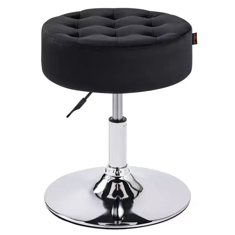 Furniliving Mid-Century Tufted Adjustable Swivel Makeup Ottoman Stool, Velvet, Big Size Round Vanity Stool Chair for Bedroom/Living Room