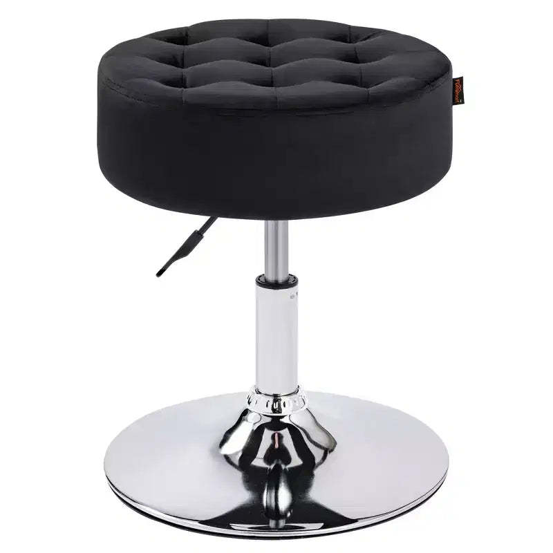Furniliving Mid-Century Tufted Adjustable Swivel Makeup Ottoman Stool, Velvet, Big Size Round Vanity Stool Chair for Bedroom/Living Room