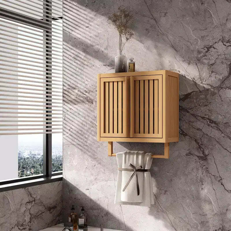 JVNOXK-Bathroom cabinet wall mounted Bamboo toilet storage box