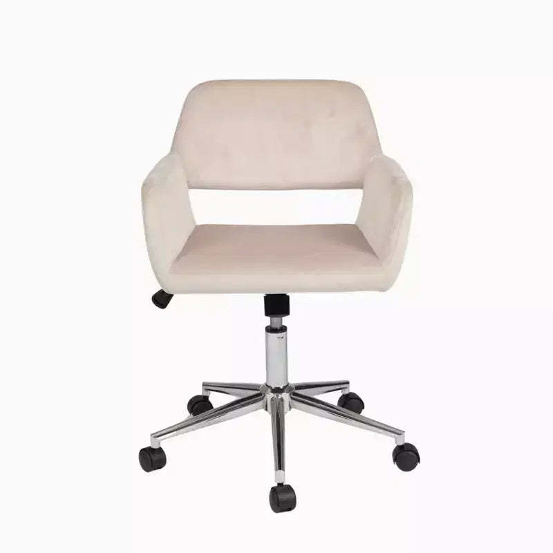 FurnitureR Home Office Chair, Mid Back Velvet Vanity Desk Chairs with Rolling Wheels, Adjustable Chair for Living Room, Bedroom, Studying, Blush