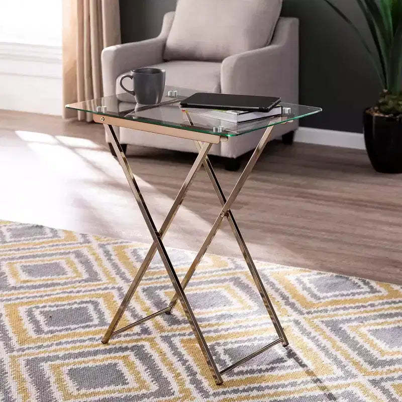 Meridino Folding Tray Table - Clear/Gold - SEI