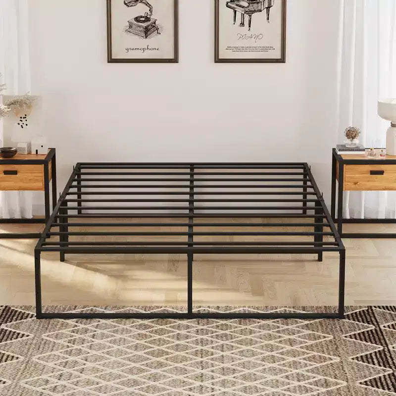 Bed Frame Without Headboard, Metal Platform Bed Frame with Under Bed Storage, No Box Spring Needed, Easy Assemble, Strong Support Slat