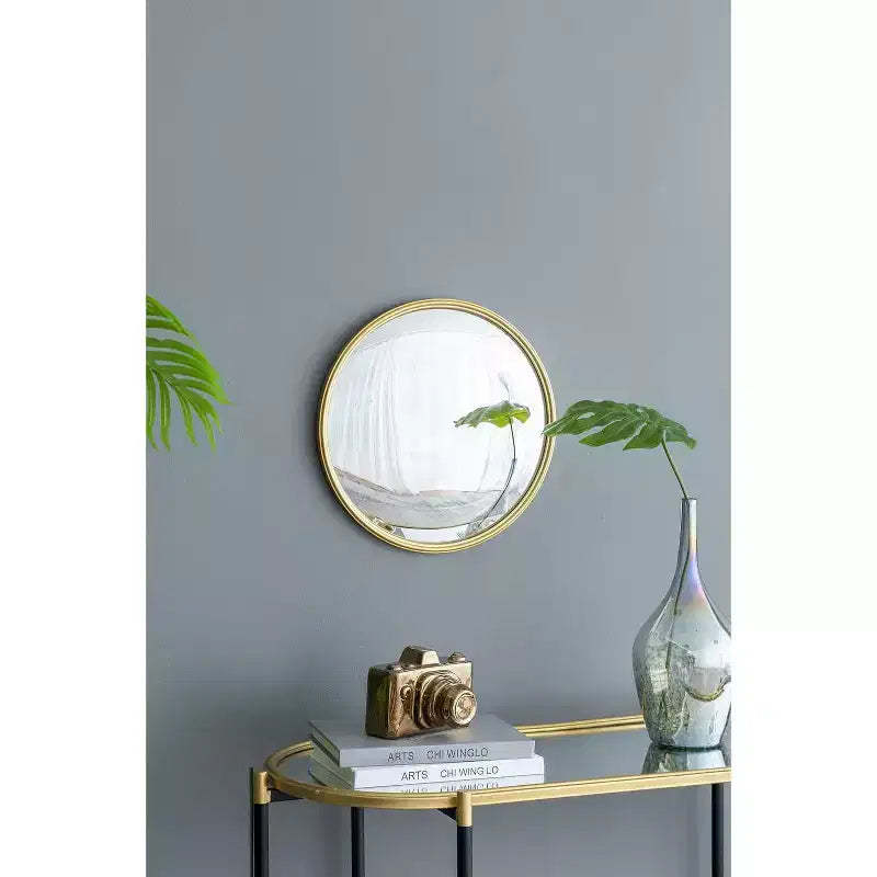 MAYEERTY D15 Round Mirror, Circle Mirror with Iron Frame for Living Room Bedroom Vanity Entryway Hallway, Gold