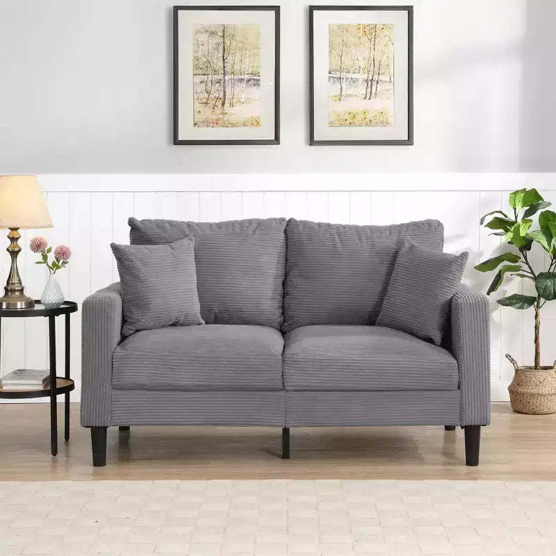 MAYEERTY Modern Upholstered Wooden Frame Loveseat Sofa Comfy for Small Space Living Room Bedroom Light Gray