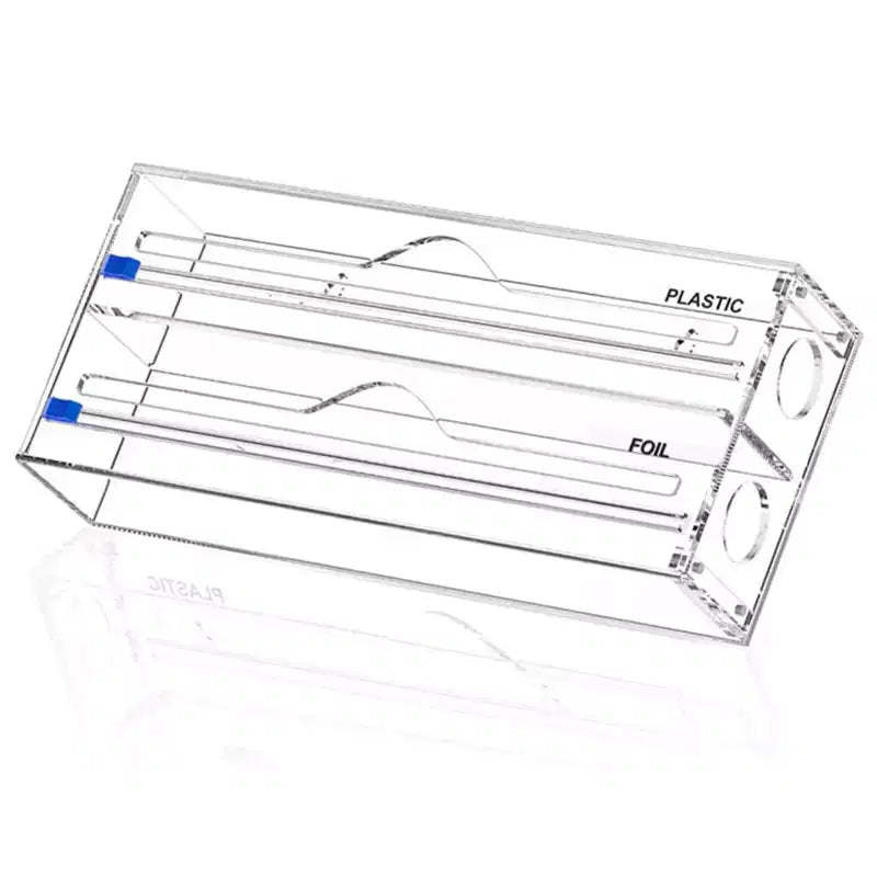 Foil & Plastic Wrap Organizer  Acrylic Storage Dispenser for Kitchen Drawer (Standard Size, Clear)