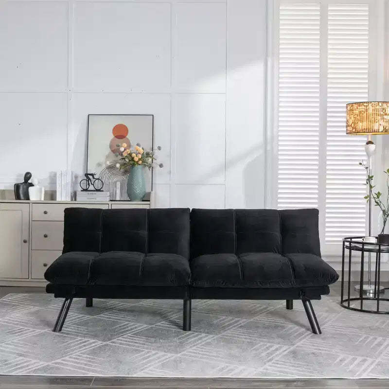 MAYEERTY Convertible Folding Modern Sofa Bed Comfortable for Living Room Bedroom Small Space Black