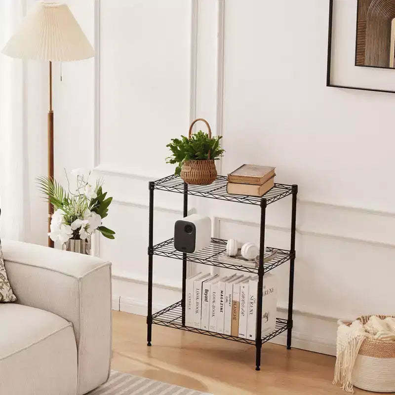 MAYEERTY 3 Tier Adjustable Metal Wire Storage Rack Heavy Duty Organizer for Kitchen Closet Pantry Garage Bathroom Laundry