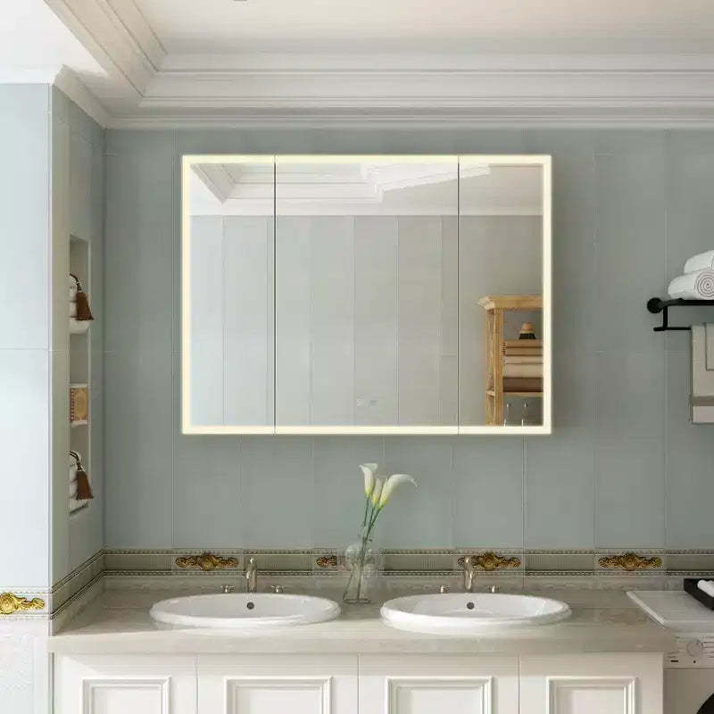 Famapy LED Lighted Medicine Cabinet: Defogging Function, Ample StorageAdjustable Lighting  Elevate Bathroom Style