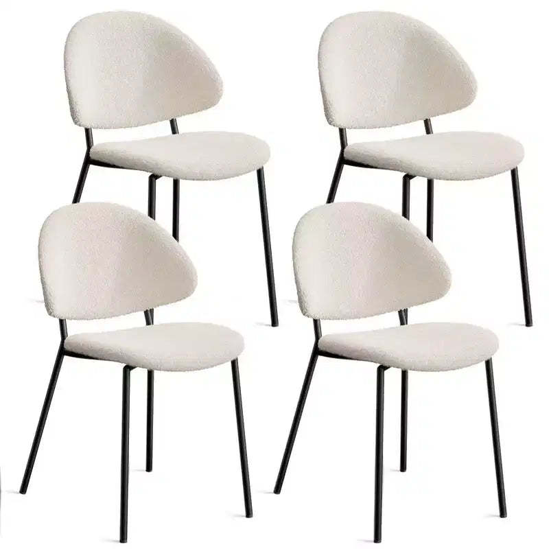 Okak Modern Armless Minimalist-Design Home Dining Chairs for Kitchen Dining Room,Boucle/PU Upholstered Seating Dining Chair Set of 4