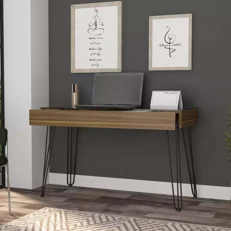 GDFStudio Esme Industrial Writing Desk with Haipin Legs