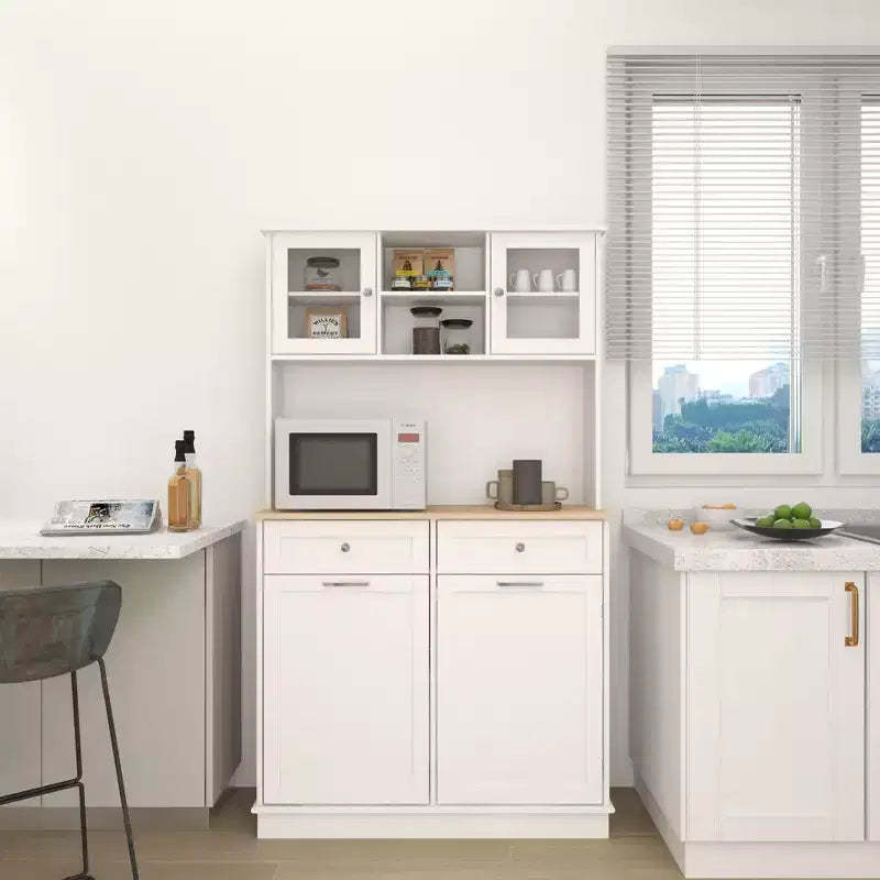 GDFStudio Ackland Modern Wooden Kitchen Pantry Storage Cabinet with Tilt-Out Trash Bin