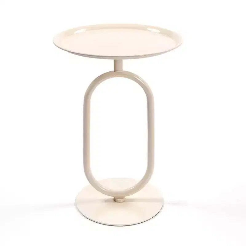 Okak Elegent Lantern-shaped End Table with Metal Frame, Round Small Table with Pedestal, Accent Table for Living Room, Small Space