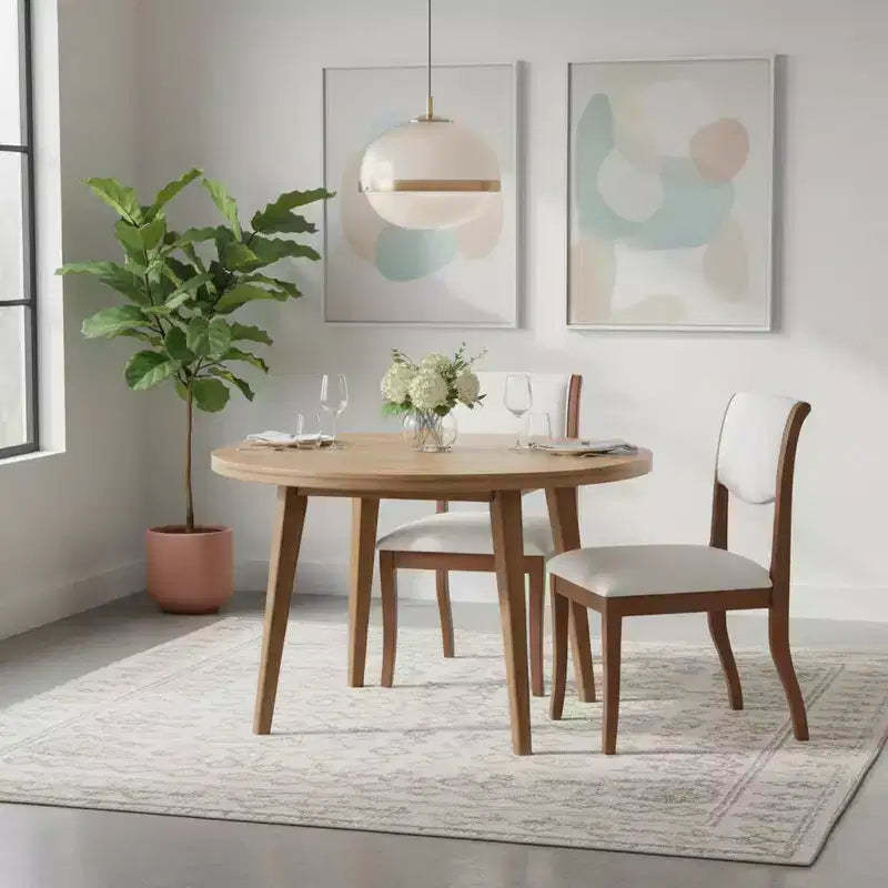Homy Casa Set of 2 Upholstered Dining Chairs with Curved Backrest and Wooden Frame, White