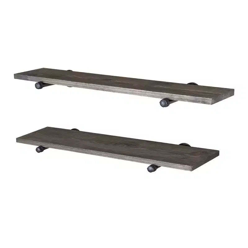 RESTORE Boulder Black 36 in. Shelves with Noir Pre-finished Straight Brackets by Pipe Decor
