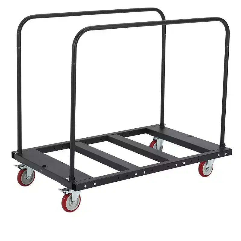 Folding Table Cart, 1800 lb Capacity Steel Cart with 5 Inch PU Swivel Wheels, Adjustable Drywall Cart with Locking System for Kitchen, Warehouse