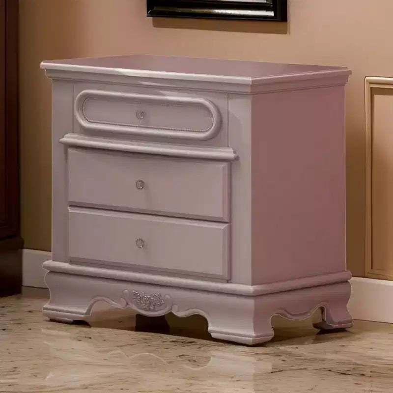Royal Hampton 27 Inch Nightstand with 2 Drawer, Molded Trim Floral Motifs, White